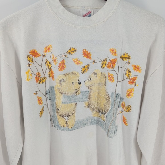 Jerzees Tops - Vintage Y2K Jerzees Cute Bear Outdoor Graphic‎ Pullover Sweatshirt White Size M